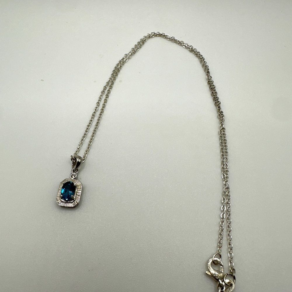 Genuine oval cut London blue topaz in sterling silver‎ necklace!